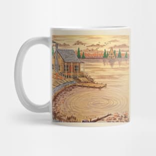 Cabin at the Lake in the Fall Season Mug